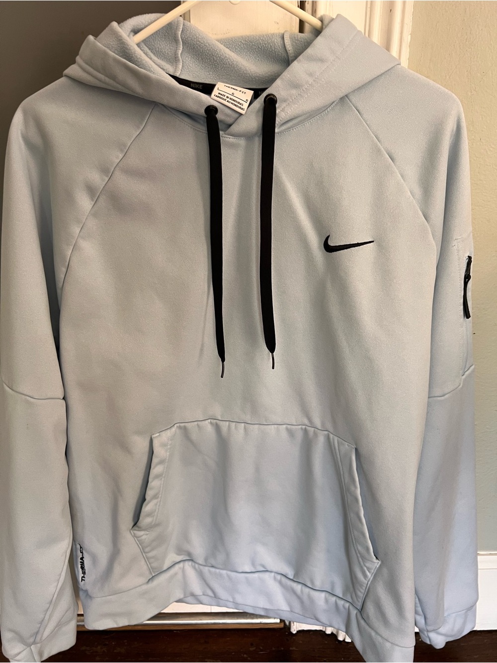 Nike Light Blue Pullover Hoodie with Black Swoosh